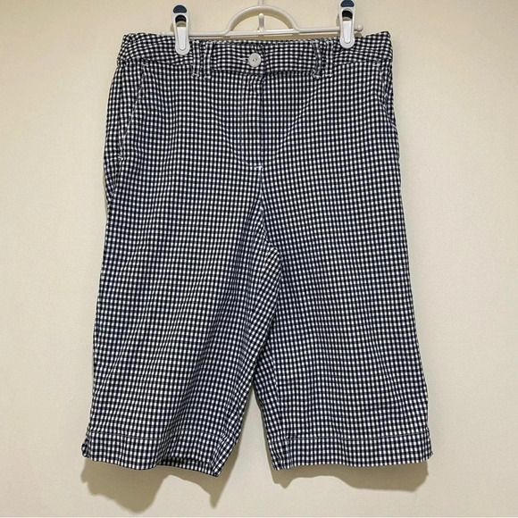 Womens Talbots Brand Bermuda Length Black and White Gingham Print Shorts Size 10 - Picture 1 of 14